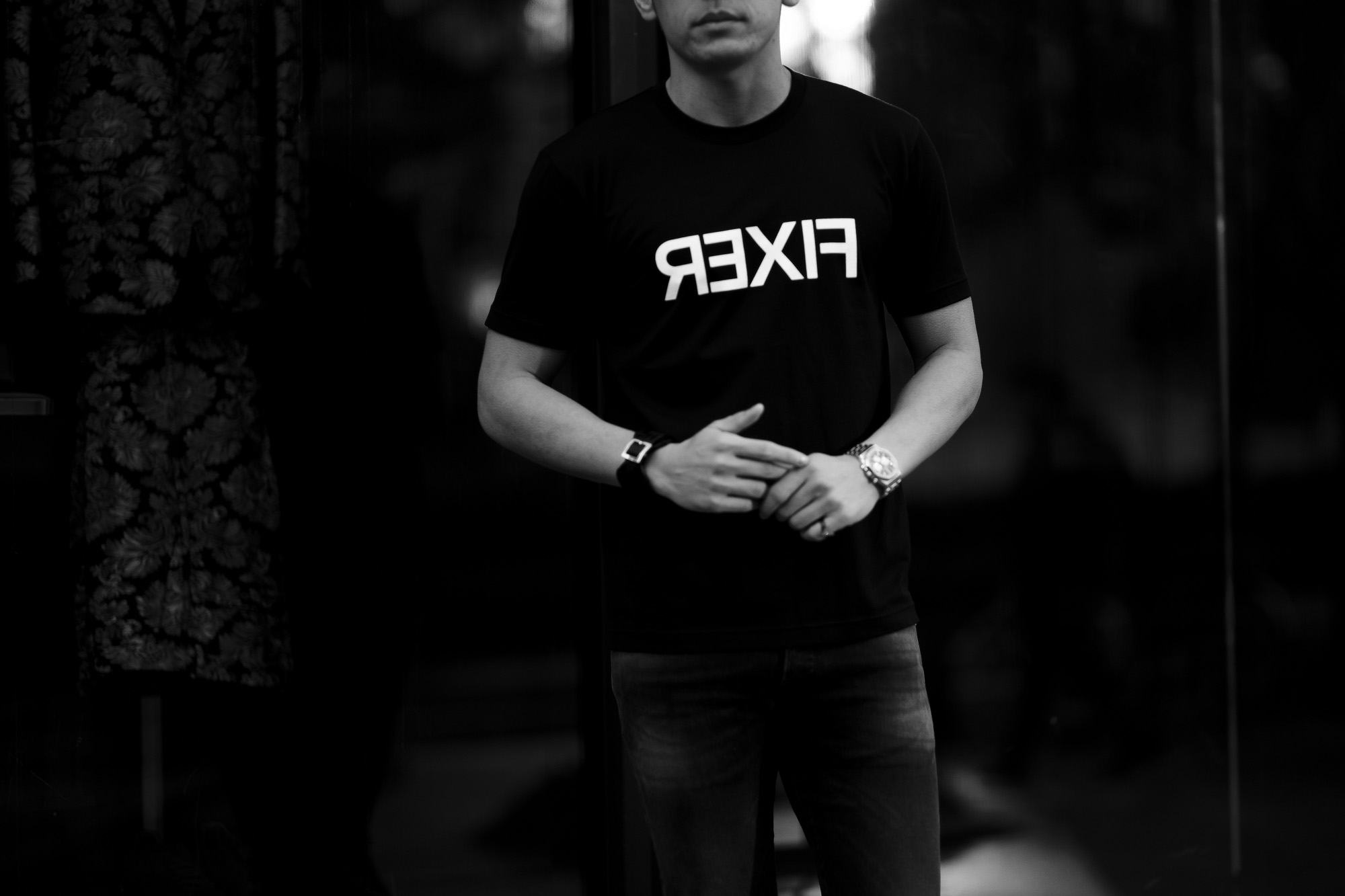 FIXER (フィクサー) FTS-03 Reverse Print Crew Neck T-shirt リバースプリント Tシャツ BLACK (ブラック) 【ご予約開始】【2021.2.15(Tue)～2021.2.28(Sun)】 愛知 名古屋 Alto e Diritto altoediritto アルトエデリット Tシャツ