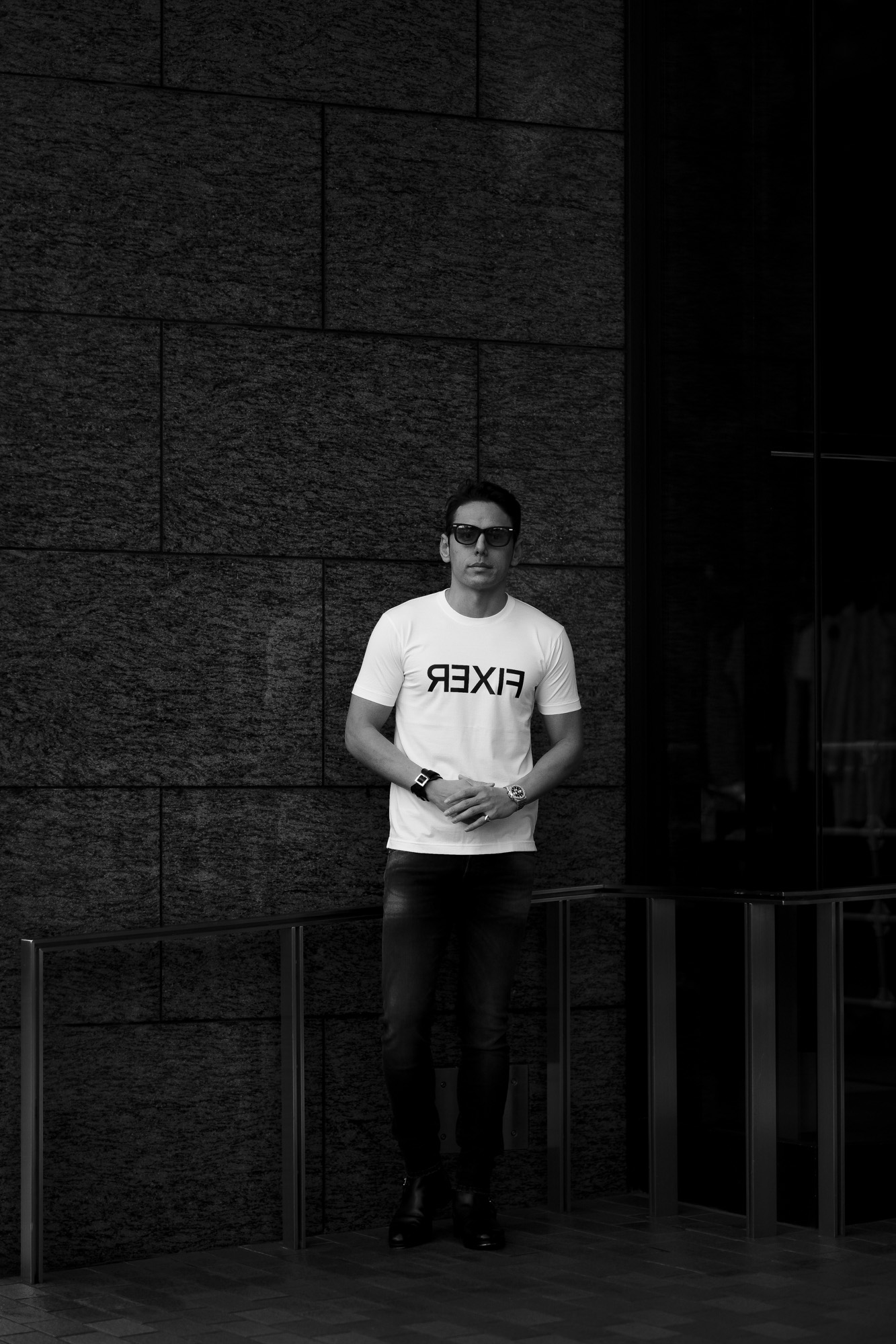 FIXER (フィクサー) FTS-03 Reverse Print Crew Neck T-shirt リバースプリント Tシャツ WHITE (ホワイト) 愛知 名古屋 Alto e Diritto altoediritto アルトエデリット Tシャツ"