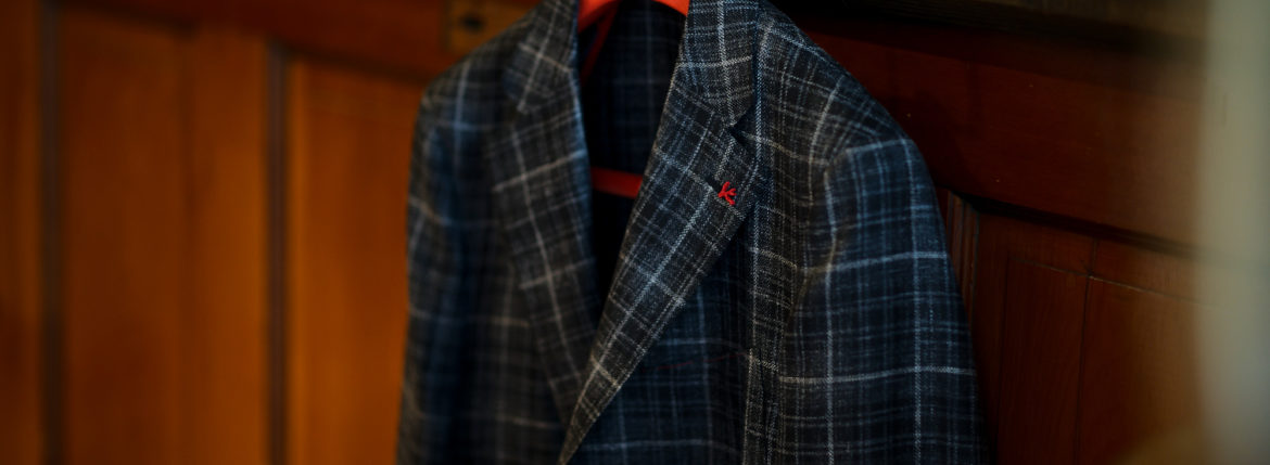 ISAIA (イザイア) POMPEI (ポンペイ) ウールシルクリネン グレンチェック サマー ジャケット BLACK (ブラック・990) Made in italy (イタリア製) 2021 春夏新作 愛知 名古屋 Alto e Diritto altoediritto アルトエデリット