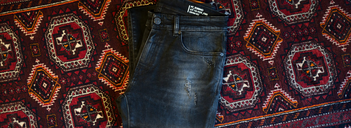 PT TORINO DENIM (ピーティートリノデニム) ROCK (ロック) SKINNY FIT (スキニーフィット) ストレッチ クラッシュ デニムパンツ BLACK CRUSH(ブラッククラッシュ・MB07) 2021秋冬 【ご予約受付中】のイメージ