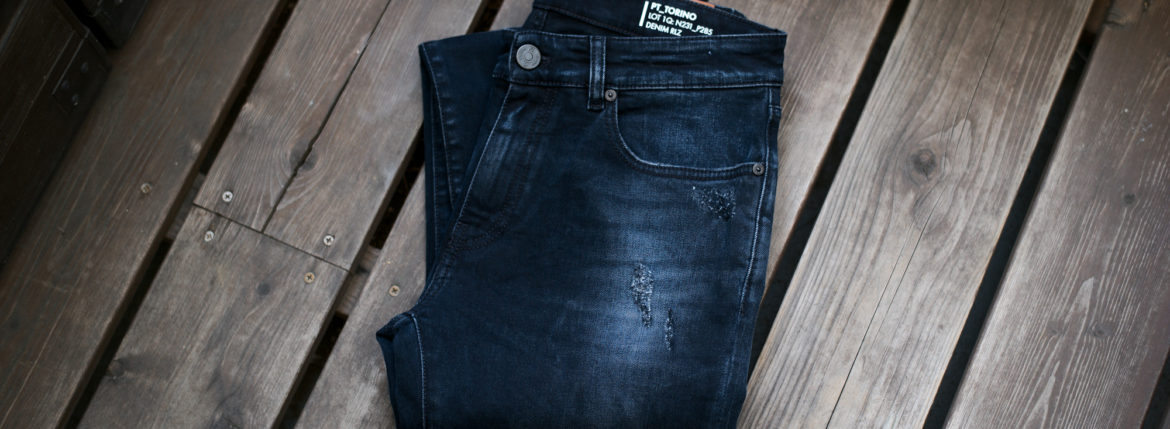 PT TORINO DENIM (ピーティートリノデニム) ROCK (ロック) SKINNY FIT (スキニーフィット) ストレッチ クラッシュ デニムパンツ BLACK CRUSH(ブラッククラッシュ・MB07) 2021秋冬 【ご予約開始】 愛知 名古屋 Alto e Diritto altoediritto アルトエデリット ジーンズ デニム ブラックデニム グレーデニム