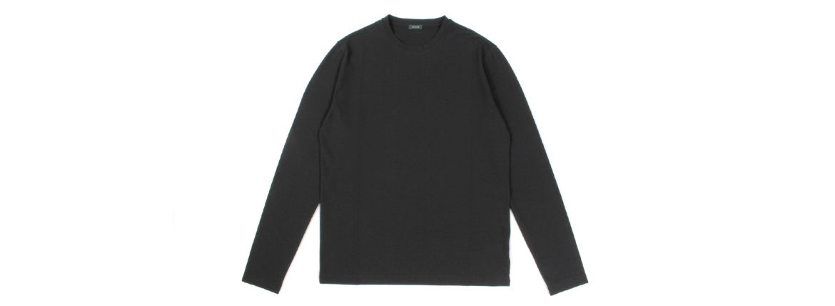 ZANONE (ザノーネ) Long Sleeve Crew Neck T-shirt (ロングスリーブ クルーネック Tシャツ) ice cotton アイスコットン ロングスリーブ Tシャツ BLACK (ブラック・Z0015) MADE IN ITALY(イタリア製) 2021 春夏新作 愛知　名古屋 Alto e Diritto altoediritto アルトエデリット ロンT