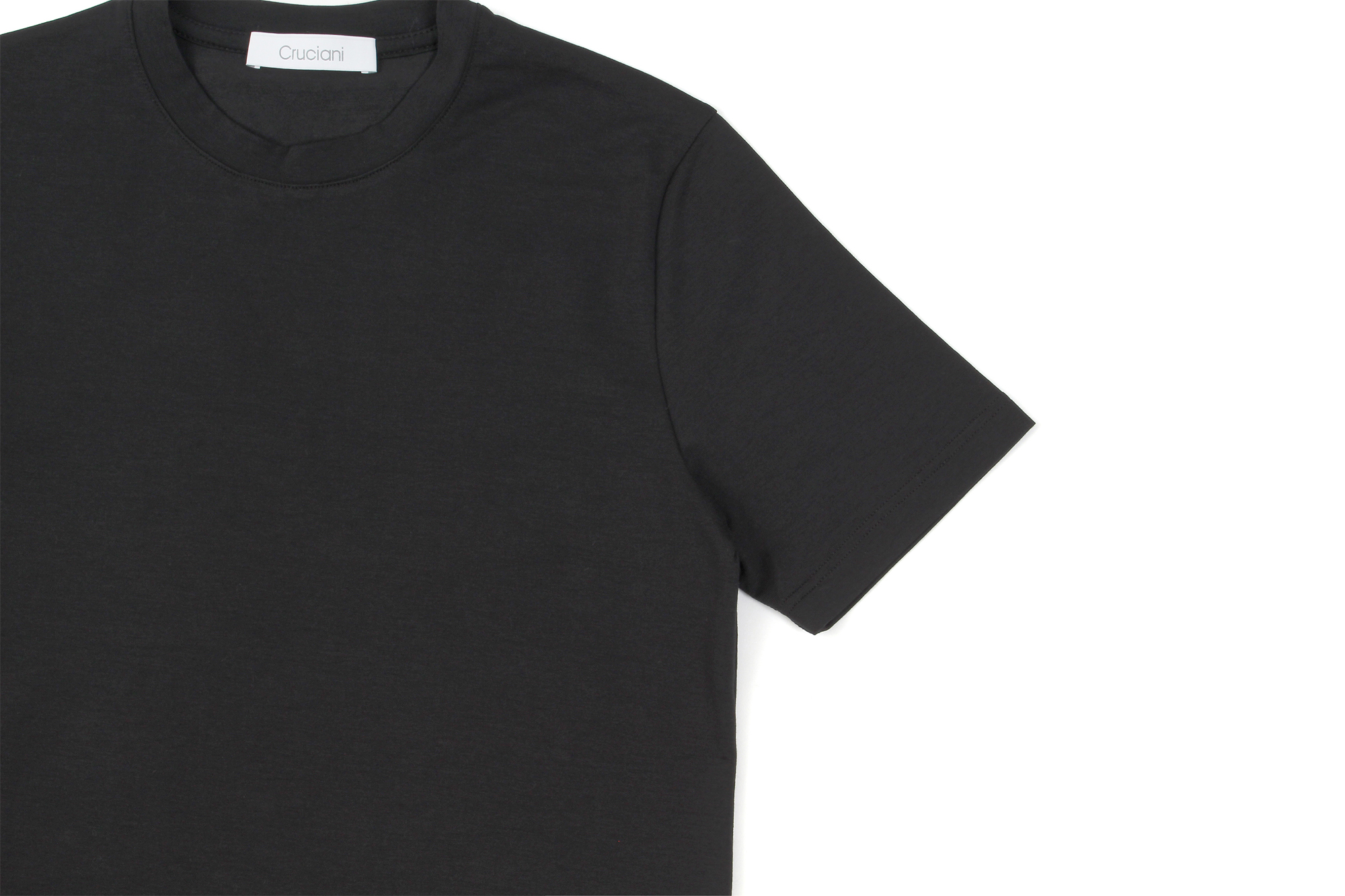 Cruciani (クルチアーニ) Cotton Stretch Crew Neck T-shirt (コットン ストレッチ クルーネック Tシャツ) クルーネック Tシャツ BLACK (ブラック・2000) made in italy (イタリア製) 2021 春夏新作 愛知 名古屋 Alto e Diritto altoediritto アルトエデリット Tシャツ　ニットTシャツ