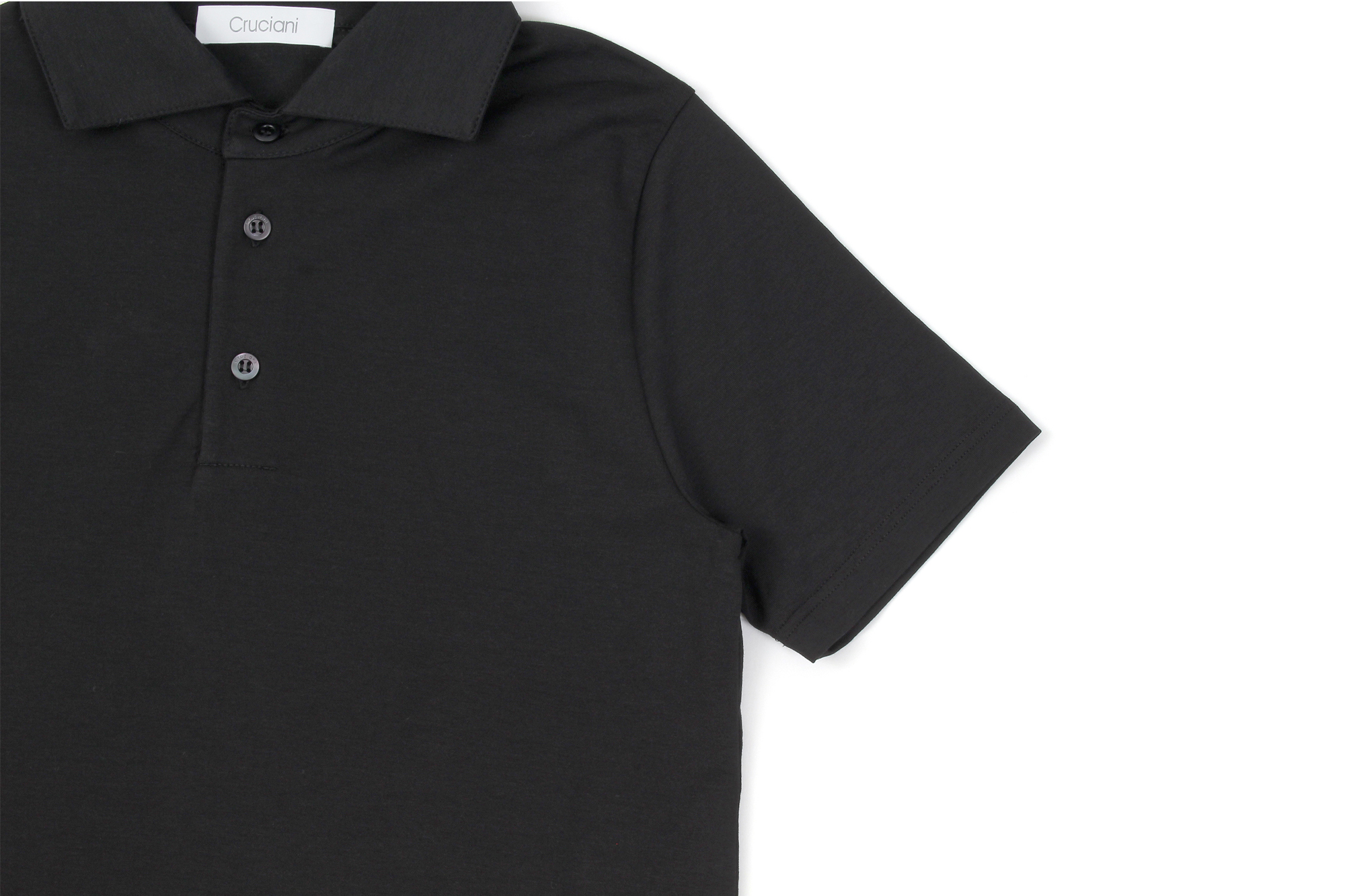 Cruciani (クルチアーニ) Cotton Stretch Polo Shirt コットン ストレッチ ポロシャツ BLACK (ブラック・2000) made in italy (イタリア製) 2021 春夏新作 愛知 名古屋 Alto e Diritto altoediritto アルトエデリット 半袖ポロシャツ