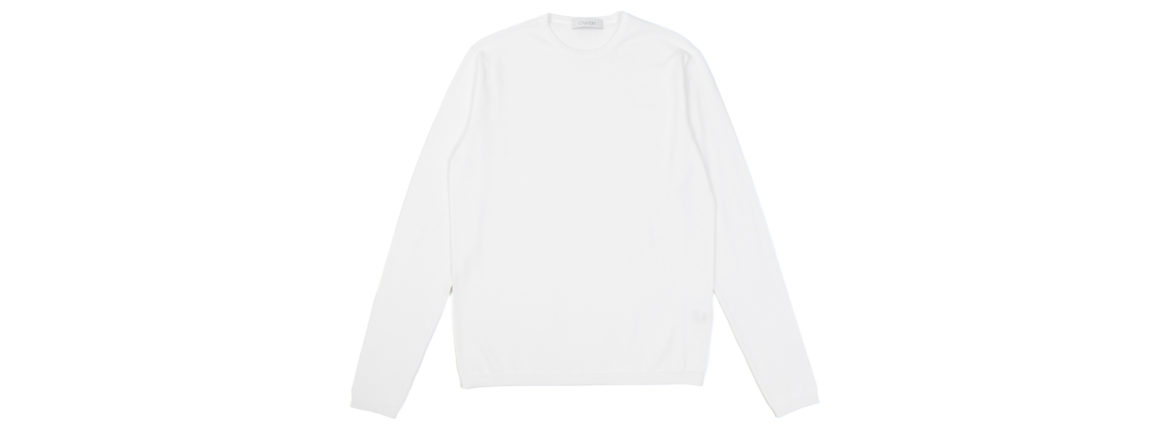 Cruciani (クルチアーニ) 27G Knit Crew Neck Sweater (27ゲージ クルーネック セーター) 27ゲージ ハイゲージ コットン ニット セーター WHITE (ホワイト・Z0001) made in italy (イタリア製) 2021 春夏新作 【入荷しました】【フリー分発売開始】愛知 名古屋 Alto e Diritto altoediritto アルトエデリット ロングスリーブ 長袖ニット