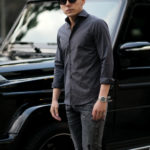 cuervo bopoha (クエルボ ヴァローナ) Sartoria Collection (サルトリア コレクション) Riot (ライオット) PIN STRIPE SHIRTS ピンストライプ シャツ CHARCOAL STRIPE (チャコールストライプ) made in italy (イタリア製) 2021 春夏新作のイメージ