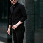 cuervo bopoha(クエルボ ヴァローナ) Sartoria Collection (サルトリア コレクション) Riot (ライオット) STRETCH COTTON ストレッチコットン シャツ BLACK(ブラック) MADE IN ITALY (イタリア製) 2021 春夏新作のイメージ