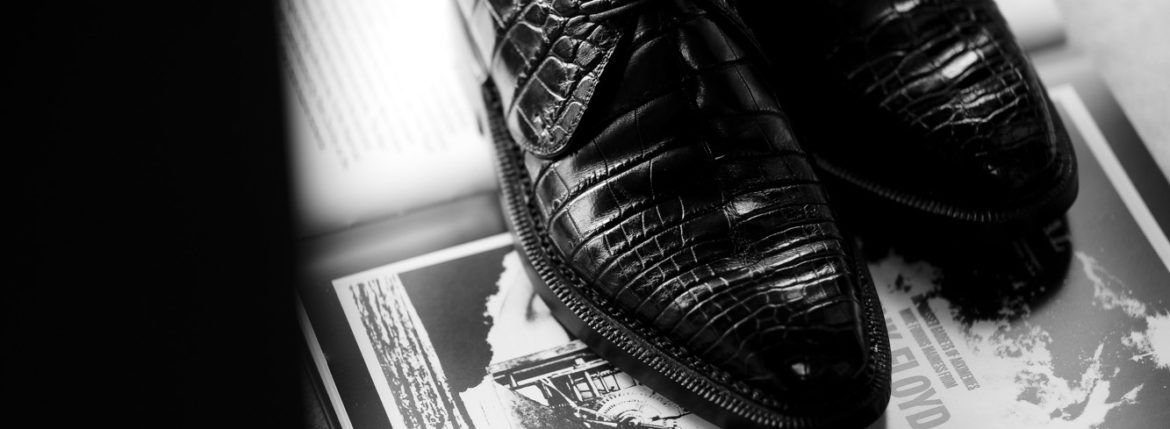 ENZO BONAFE (エンツォボナフェ) ART.3722 Crocodile Chukka boots クロコダイル Mat Crocodile Leather マット クロコダイル エキゾチックレザー チャッカブーツ NERO (ブラック) made in italy (イタリア製) 2021 秋冬 愛知　名古屋 Alto e Diritto altoediritto アルトエデリット ソール交換 トライアンフ ハーフラバーソール 交換