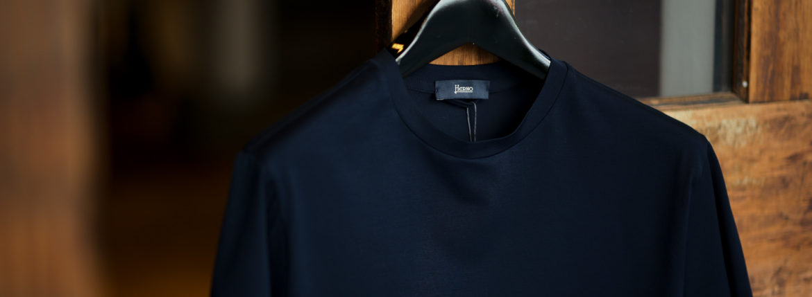 HERNO (ヘルノ) Cotton Stretch Crew Neck T-shirt (コットン ストレッチ クルーネック Tシャツ) クルーネック Tシャツ NAVY (ネイビー・9200) 2021 春夏新作 【入荷しました】【フリー分発売開始】のイメージ