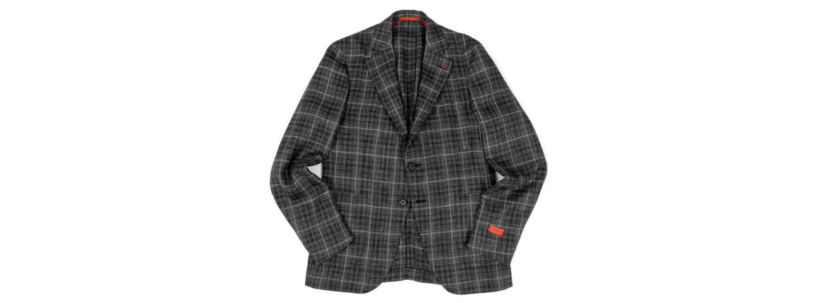 ISAIA (イザイア) POMPEI (ポンペイ) ウールシルクリネン グレンチェック サマー ジャケット BLACK (ブラック・990) Made in italy (イタリア製) 2021 春夏新作 愛知 名古屋 Alto e Diritto altoediritto アルトエデリット