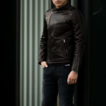 MOLEC (モレック) Semi Double Leather Jacket (セミダブル レザージャケット) PLONGE Lambskin プロンジェラムレザー セミダブル ライダース ジャケット NERO (ブラック) Made in italy (イタリア製) 2021 【ご予約受付中】のイメージ