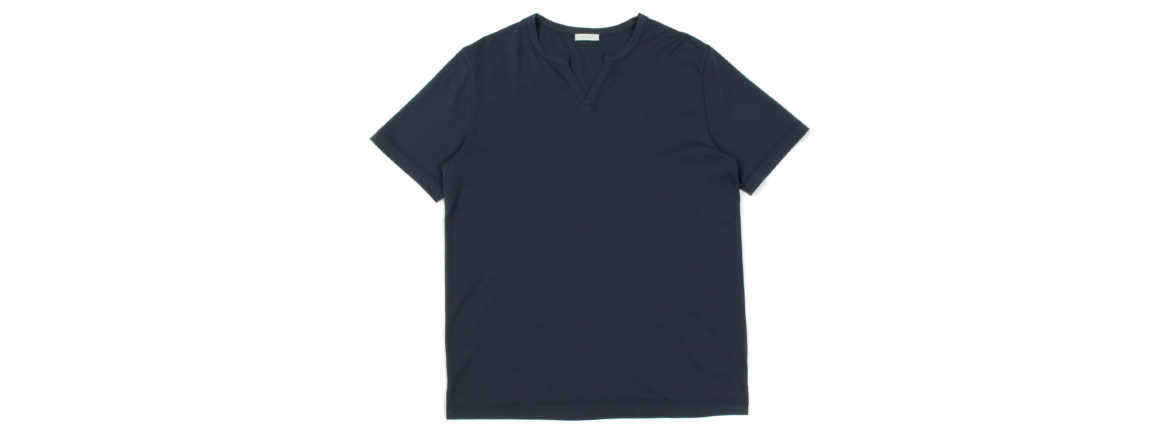 nomiamo (ノミアモ) SUPIMA 80/1 Key Neck T-shirt スーピマコットン キーネック Tシャツ NAVY (ネイビー) 2021 春夏 【Alto e Diritto別注】【Special限定モデル】【入荷しました】【フリー分発売開始】のイメージ