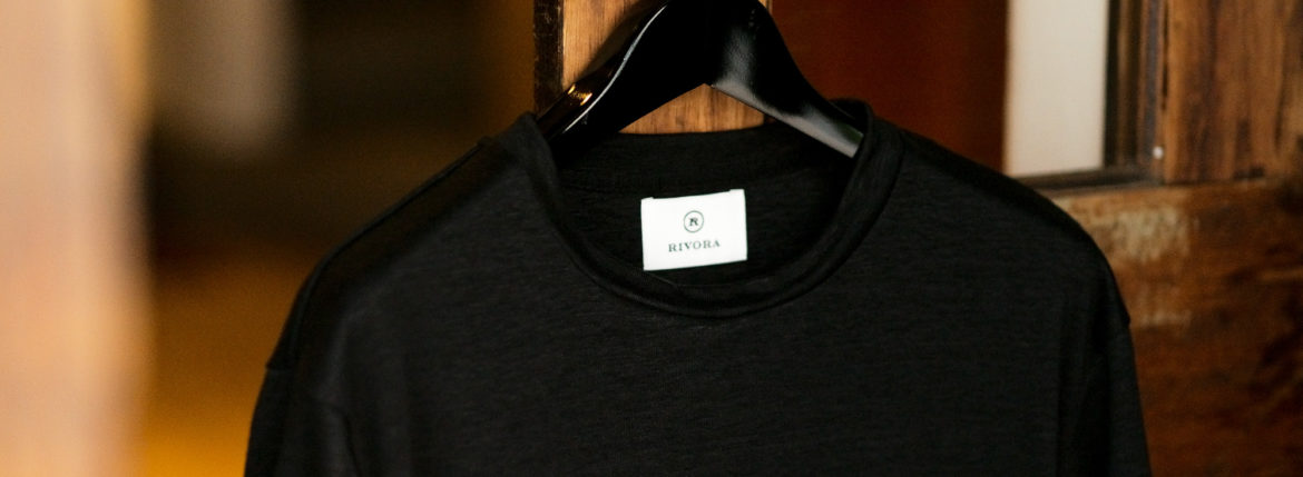 RIVORA (リヴォラ) Vintage Linen Layered T-Shirts ヴィンテージ リネン レイヤード Tシャツ BLACK (ブラック・010) MADE IN JAPAN (日本製) 2021 春夏新作 【入荷しました】【フリー分発売開始】のイメージ