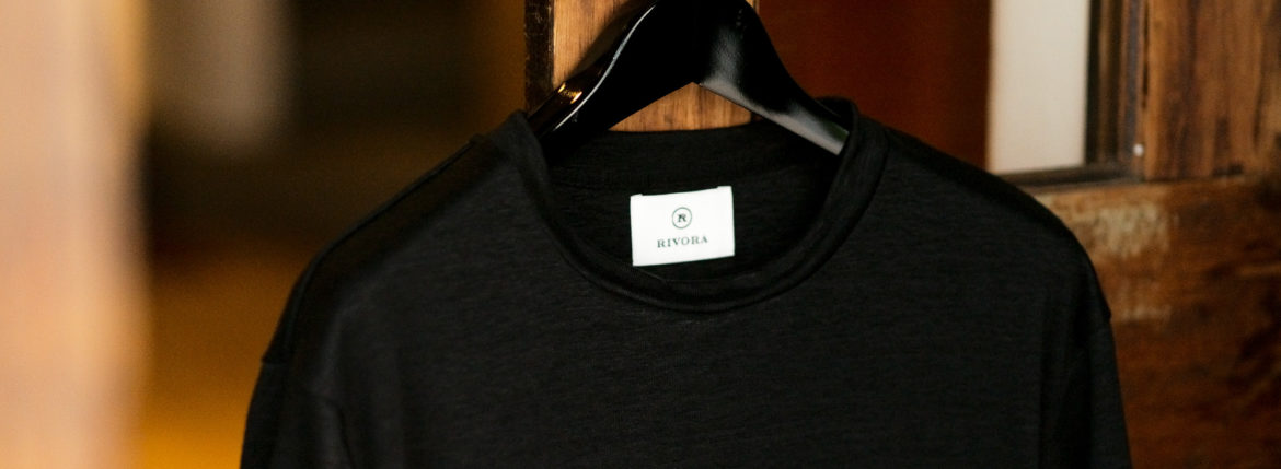 RIVORA (リヴォラ) Vintage Linen Layered T-Shirts ヴィンテージ リネン レイヤード Tシャツ BLACK (ブラック・010) MADE IN JAPAN (日本製) 2021 春夏新作 【入荷しました】【フリー分発売開始】愛知 名古屋 Alto e Diritto altoediritto アルトエデリット 半袖TEE