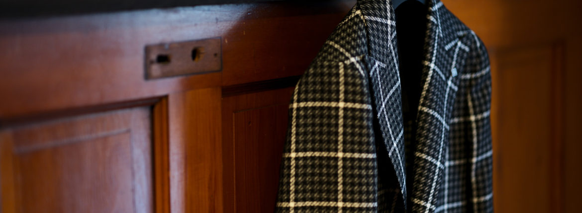 TAGLIATORE (タリアトーレ) PINO LERARIO (ピーノ レラリオ) Linen Cotton Summer Tweed Jacket リネンコットン サマーツイード チェック シングル ピークドラペル ジャケット BLACK × WHITE (ブラック×ホワイト) Made in italy (イタリア製) 2021 春夏新作 【入荷しました】【フリー分発売開始】のイメージ