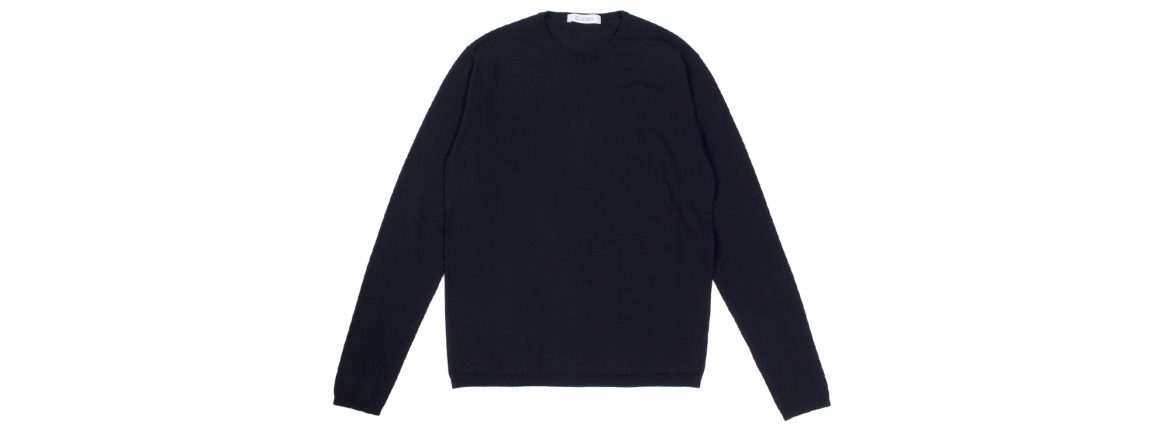 Cruciani (クルチアーニ) 27G Knit Crew Neck Sweater (27ゲージ クルーネック セーター) 27ゲージ ハイゲージ コットン ニット セーター NAVY (ネイビー・Z0064) made in italy (イタリア製) 2021 春夏新作 【入荷しました】【フリー分発売開始】愛知 名古屋 Alto e Diritto altoediritto アルトエデリット ロングスリーブ 長袖ニット