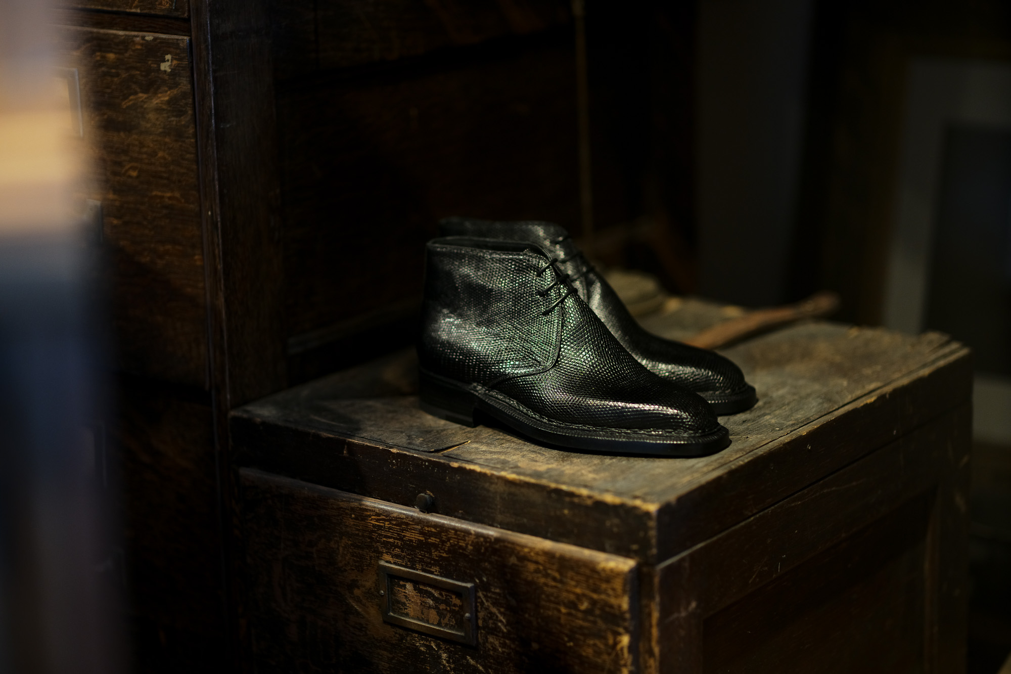 ENZO BONAFE (エンツォボナフェ) ART.3722 Chukka boots LIZARD (リザード) リザードレザー チャッカブーツ NERO (ブラック) made in italy (イタリア製) 2021 愛知 名古屋 Alto e Diritto altoediritto アルトエデリット