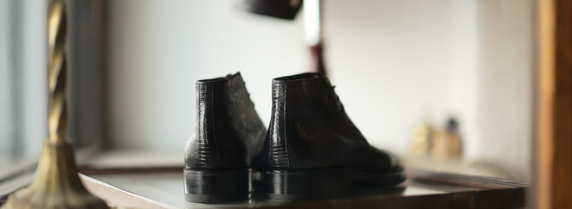 ENZO BONAFE (エンツォボナフェ) ART.3722 Chukka boots Lizard Leather リザード エキゾチックレザー チャッカブーツ NERO (ブラック) made in italy (イタリア製) 2021 【Special Model】愛知 名古屋 Alto e Diritto altoediritto アルトエデリット