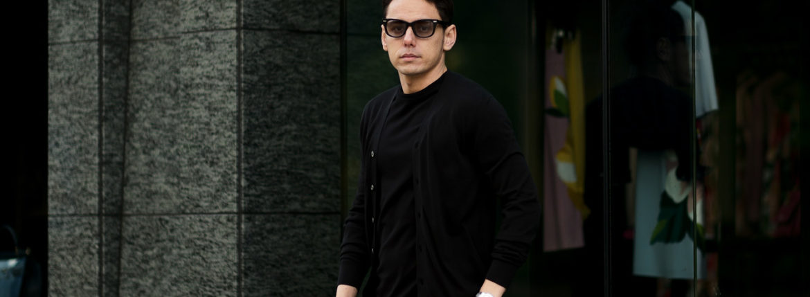 FEDELI (フェデリ) Supima Cotton Cardigan スーピマコットン ニット カーディガン BLACK (ブラック・36) made in italy (イタリア製) 2021 春夏新作 愛知 名古屋 Alto e Diritto altoediritto アルトエデリット