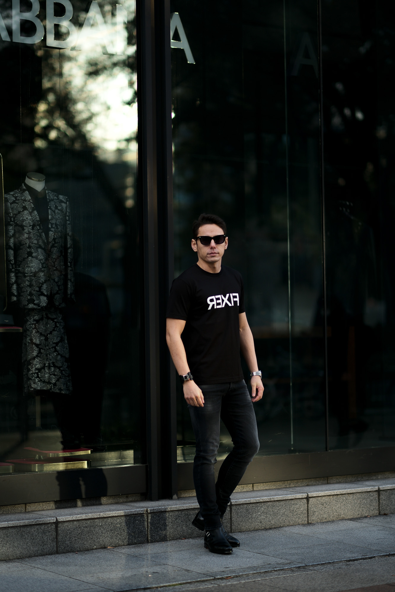 FIXER (フィクサー) FTS-03 Reverse Print Crew Neck T-shirt リバースプリント Tシャツ BLACK (ブラック) 【ご予約開始】【2021.4.17(Sat)～2021.5.03(Mon)】 愛知 名古屋 Alto e Diritto altoediritto アルトエデリット Tシャツ