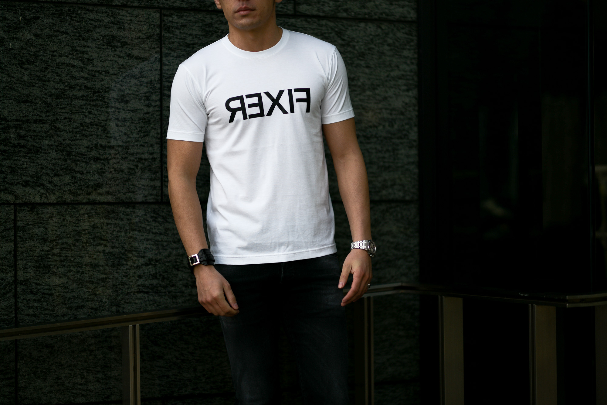 FIXER (フィクサー) FTS-03 Reverse Print Crew Neck T-shirt リバースプリント Tシャツ WHITE (ホワイト) 【ご予約開始】【2021.4.17(Sat)～2021.5.03(Mon)】 愛知 名古屋 Alto e Diritto altoediritto アルトエデリット Tシャツ