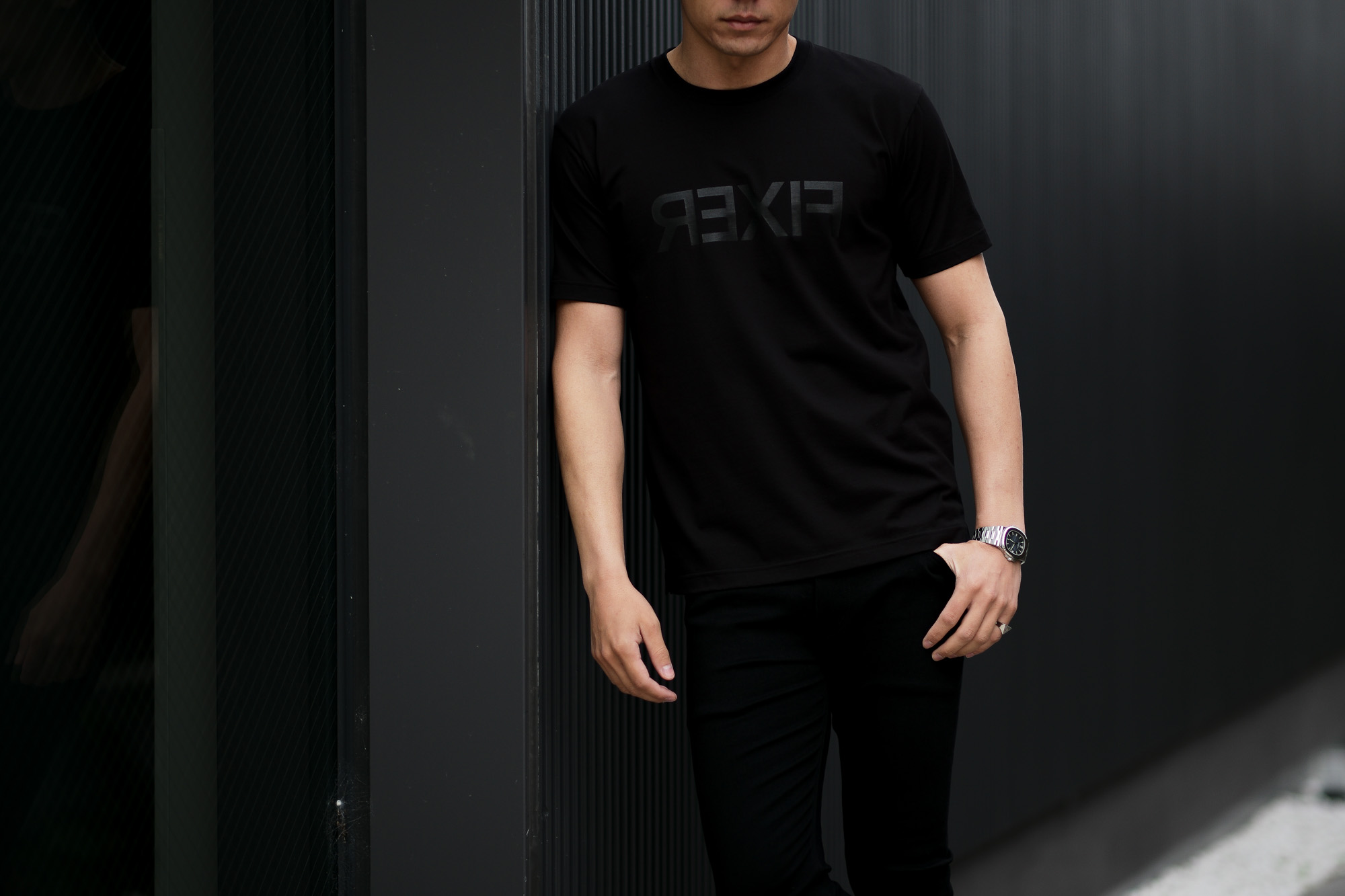 FIXER (フィクサー) FTS-03 Reverse Print Crew Neck T-shirt リバースプリント Tシャツ ALL BLACK (オールブラック) 【ご予約開始】【2021.4.17(Sat)～2021.5.03(Mon)】 愛知 名古屋 Alto e Diritto altoediritto アルトエデリット