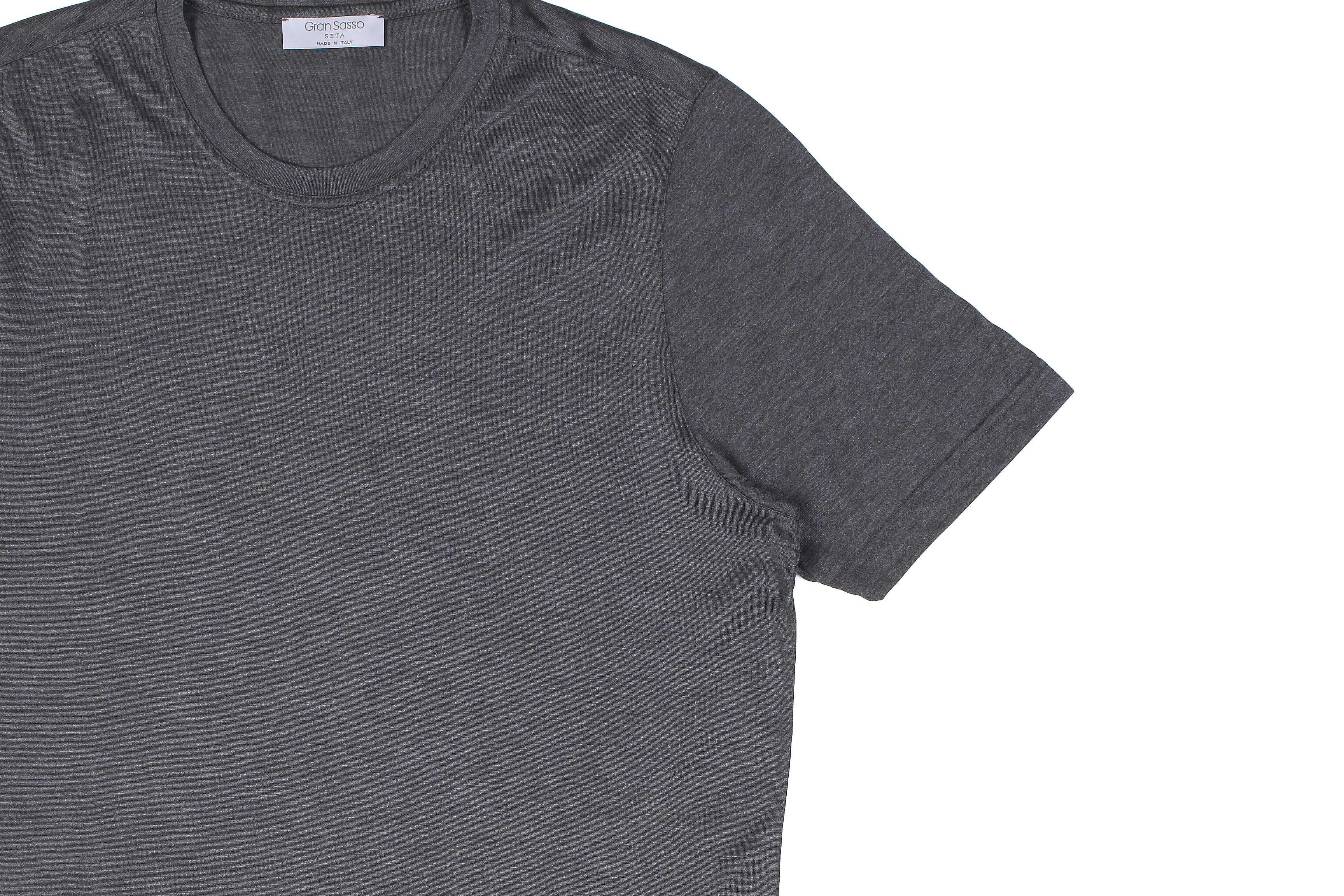 Gran Sasso (グランサッソ) Silk T-shirt (シルク Tシャツ) SETA (シルク 100%) ショートスリーブ シルク Tシャツ GREY (グレー・264) made in italy (イタリア製) 2021 春夏新作 愛知 名古屋 Alto e Diritto altoediritto アルトエデリット