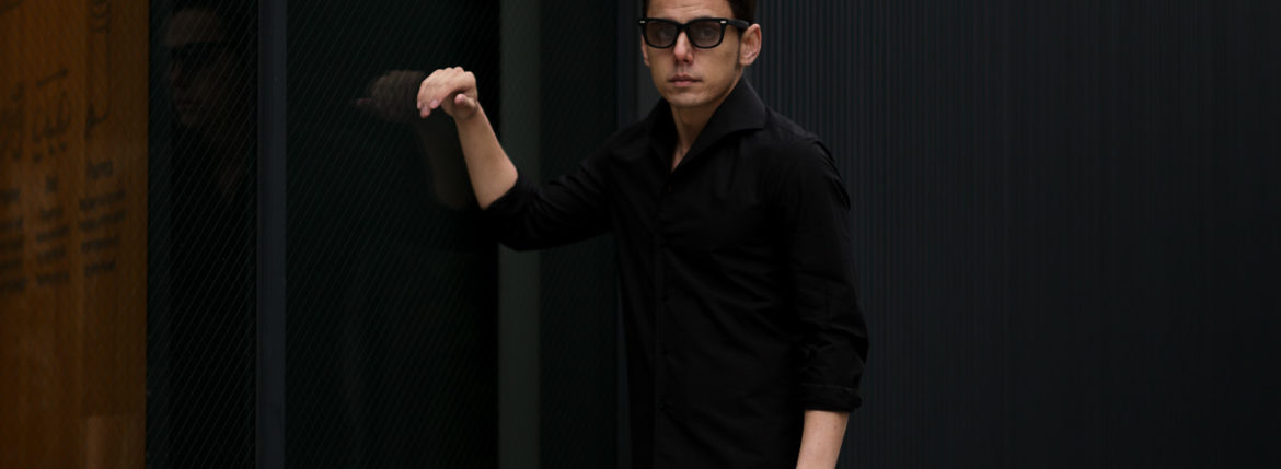 Massimo d’Augusto × cuervo bopoha (マッシモ ダウグスト × クエルボ ヴァローナ) リネンコットン ワンピースカラー シャツ BLACK (ブラック・10) made in italy (イタリア製) 2021 春夏新作のイメージ