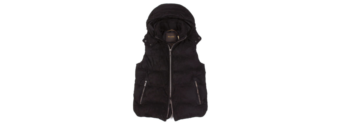 MOORER (ムーレー) FAYER-UR (フェイヤー) Suede Leather Down Vest スエードレザー ダウンベスト NERO (ブラック) Made in italy (イタリア製) 2021 秋冬 【Alto e Diritto別注】【Special Special Special Model】【ご予約開始】愛知 名古屋 Alto e Diritto altoediritto アルトエデリット レザーベスト