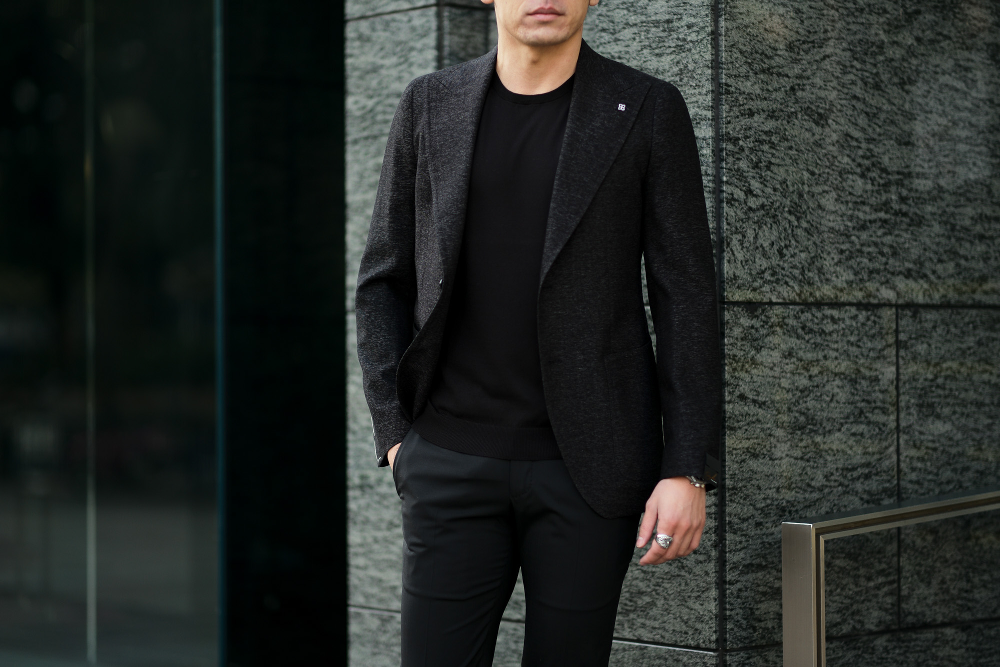 TAGLIATORE (タリアトーレ) PINO LERARIO (ピーノ レラリオ) Stretch Summer Wool Jacket サマーウール ストレッチ シングル ピークドラペル ジャケット BLACK (ブラック) Made in italy (イタリア製) 2021 春夏 【ご予約受付中】 愛知 名古屋 Alto e Diritto altoediritto アルトエデリット