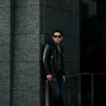 CELINE (セリーヌ) CLASSIC BIKER CALF SKIN (クラシックバイカー カーフスキン) カーフレザー ダブル ライダース ジャケット BLACK (ブラック) Made in italy (イタリア製)のイメージ