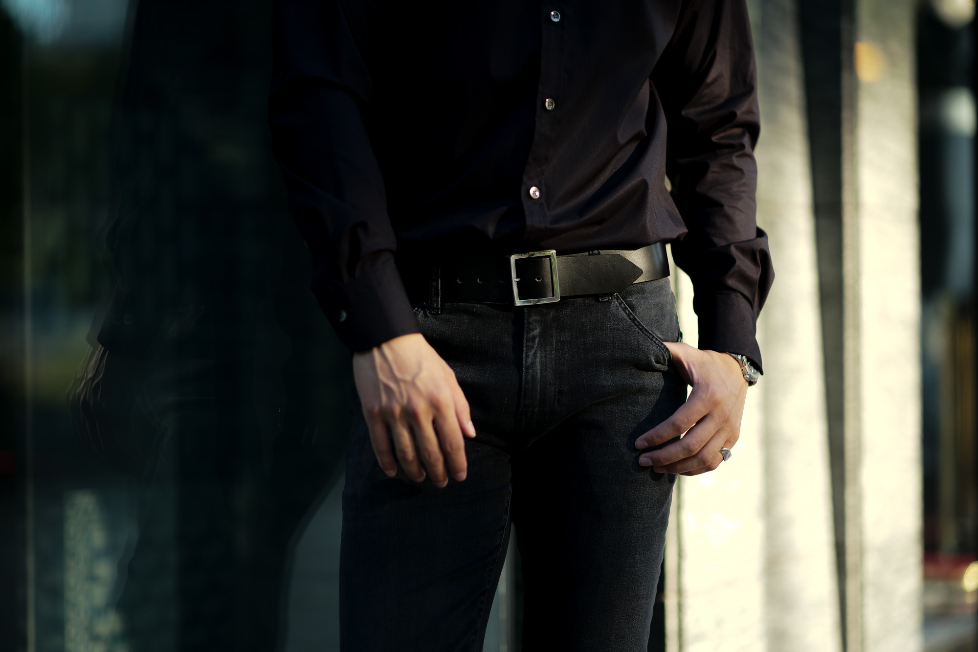 FIXER(フィクサー) FBL-01 CLASSIC LEATHER BELT 925 STERLING SILVER(925スターリングシルバー) クラシック レザーベルト BLACK(ブラック) 【ご予約開始】【2021.5.17(Mon)～2021.5.30(Sun)】 フィクサー エフビーエル01 ブラック レザーベルト 愛知 名古屋 Alto e Diritto altoediritto アルトエデリット