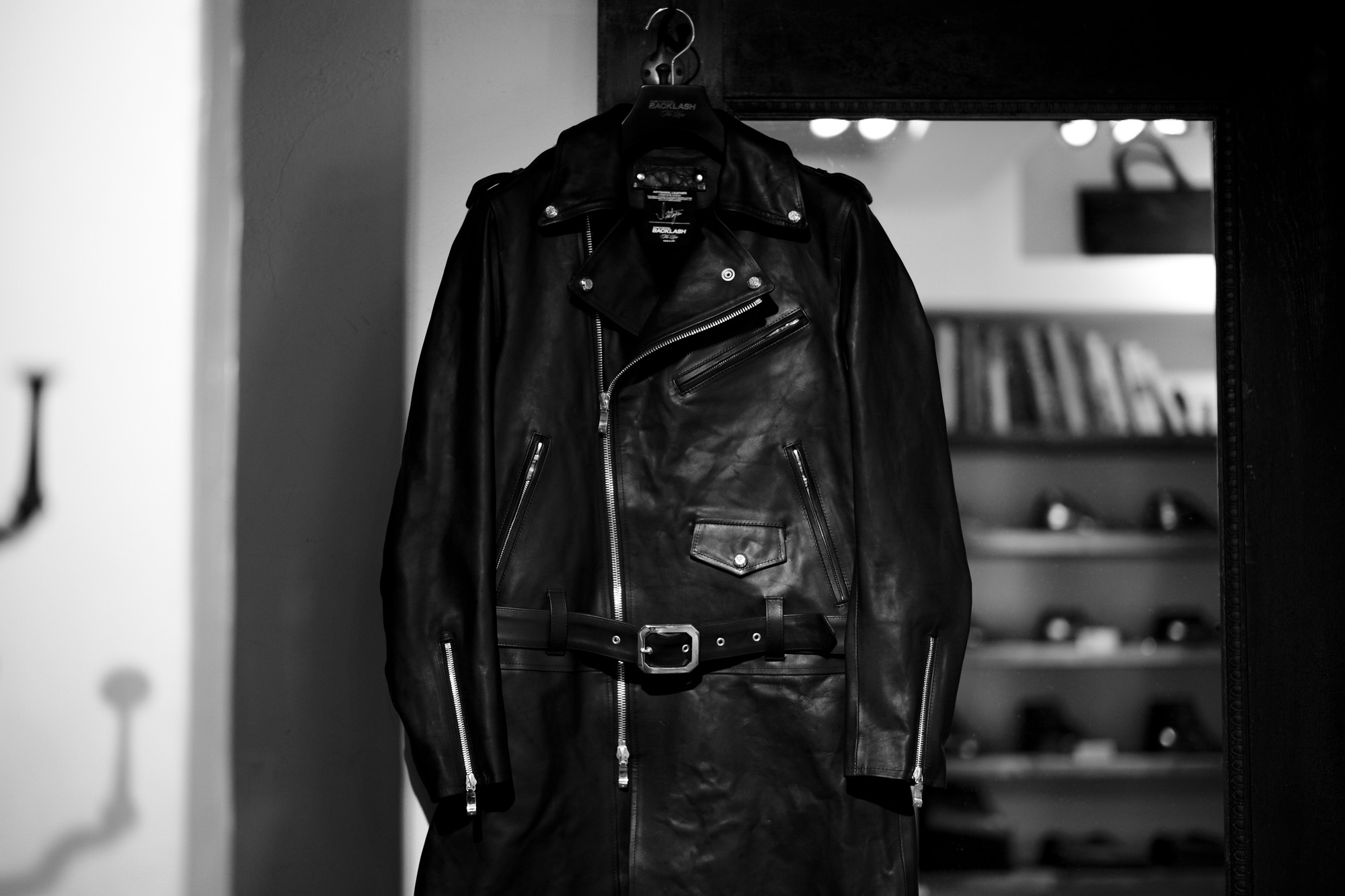 ISAMU KATAYAMA BACKLASH The Line (イサムカタヤマ バックラッシュ ザ・ライン) GUIDI CALF DOUBLE RIDERS COAT No.T-234AL (グイディ カーフ ダブルライダースコート) 925 STERLING SILVER (925 スターリングシルバー) レザー ダブルライダース コート BLACK (ブラック) MADE IN JAPAN (日本製) 2021 愛知 名古屋 Alto e Diritto altoediritto アルトエデリット レザーコート