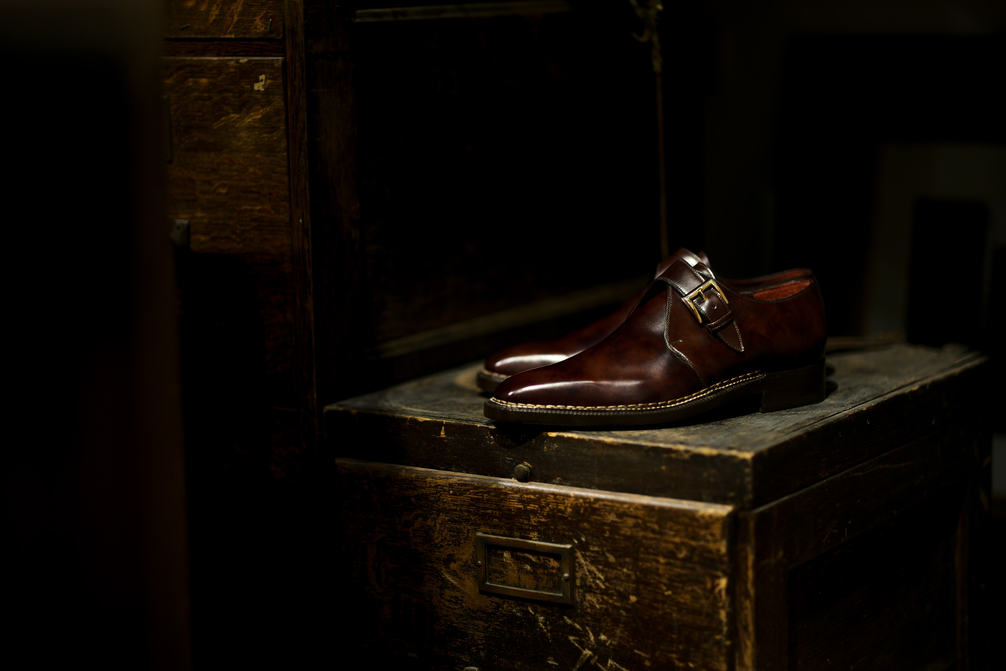 ENZO BONAFE (エンツォボナフェ) ART.3721 Single Monk Strap Shoes シングルモンクストラップシューズ MUSEUM CALF ミュージアムカーフ ドレスシューズ DARK BROWN(ダークブラウン) made in italy (イタリア製) 2021 愛知 名古屋 Alto e Diritto altoediritto アルトエデリット