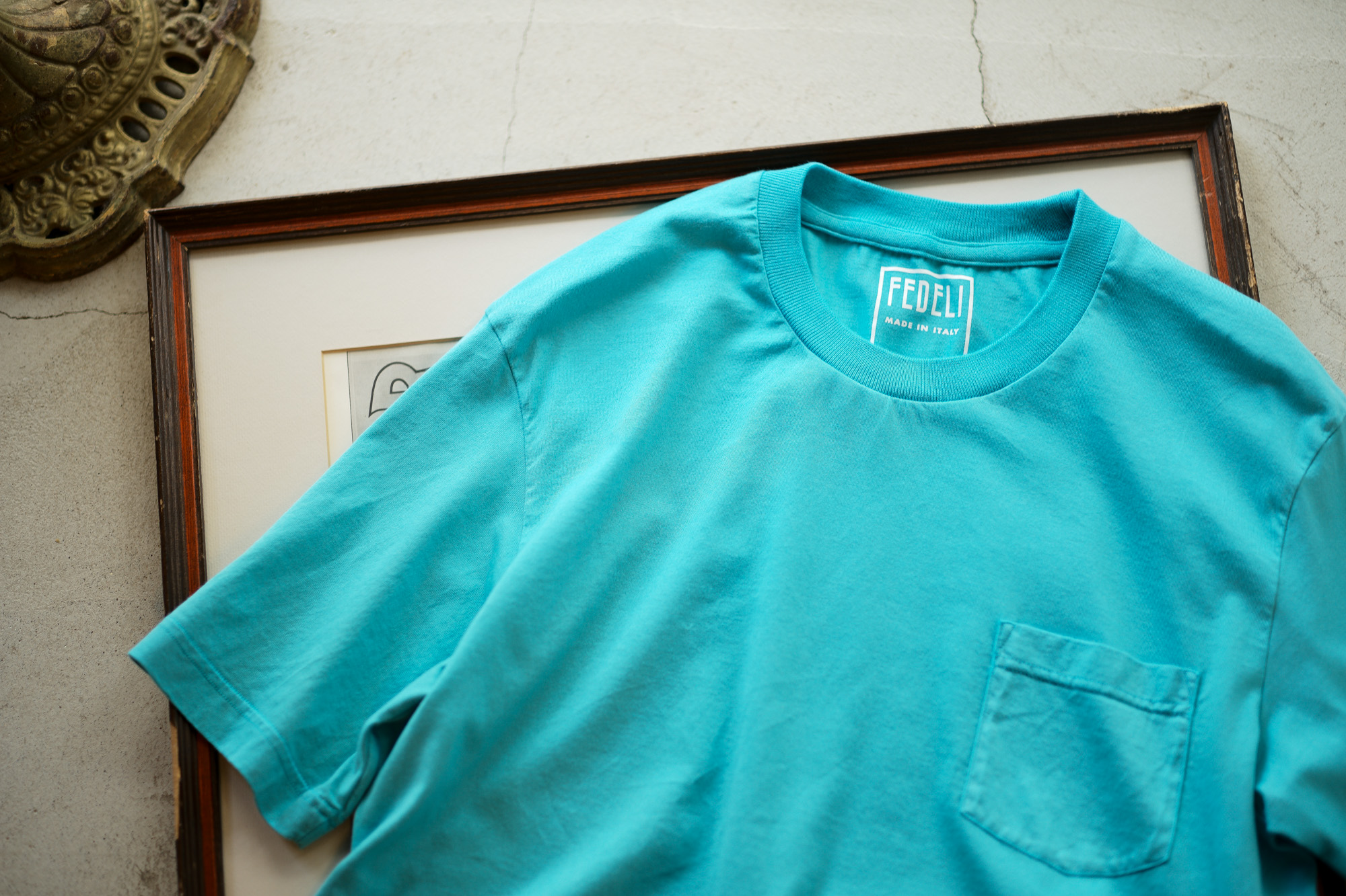 FEDELI(フェデリ) Crew Neck T-shirt (クルーネック Tシャツ) ギザコットン Tシャツ BLUE (ブルー・121) made in italy (イタリア製) 2022 春夏 【Special Color】愛知 名古屋 Alto e Diritto altoediritto アルトエデリット ブルー カラー