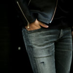 ISAMU KATAYAMA BACKLASH (イサムカタヤマ バックラッシュ) Stretch Skinny Crash Denim Pants ストレッチ スキニー クラッシュ デニムパンツ BLACK CRASH (ブラッククラッシュ) MADE IN JAPAN (日本製) 2021 【Alto e Diritto別注】【Special Model】【ご予約受付中】のイメージ