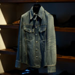 ISAMU KATAYAMA BACKLASH The Line (イサムカタヤマ バックラッシュ ザ・ライン) 13oz Selvage Denim × Python Leather Shirts T-228 (13オンス セルビッチデニム × パイソンレザー シャツ) 925 STERLING SILVER (925 スターリングシルバー) セルビッチデニムシャツ INDIGO (インディゴ) MADE IN JAPAN (日本製) 2021【Alto e Diritto別注】【Special Model】【入荷しました】【フリー分発売開始】のイメージ