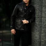 ISAMU KATAYAMA BACKLASH The Line (イサムカタヤマ バックラッシュ ザ・ライン) GUIDI CALF M-65 No.T-233 (グイディ カーフ M-65) 925 STERLING SILVER (925 スターリングシルバー) レザー ミリタリー ジャケット BLACK (ブラック) MADE IN JAPAN (日本製) 2021 【Alto e Diritto 限定,別注】【Special Model】【ご予約受付中】のイメージ