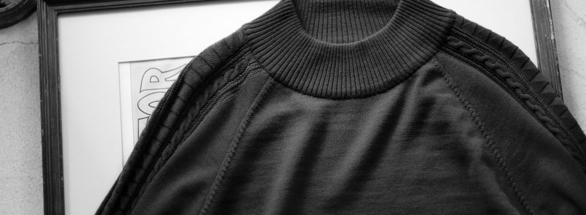 RIVORA SIDE CABLE Mock Neck Pull-Over BORDEAUX・150 2021AW RIVORA (リヴォラ) SIDE CABLE Mock Neck Pull-Over (サイドケーブル モックネック プルオーバー) SUPER120s Wool サイドケーブル ウール モックネック セーター MADE IN JAPAN (日本製) BORDEAUX (ボルドー・150) 愛知 名古屋 altoediritto アルトエデリット