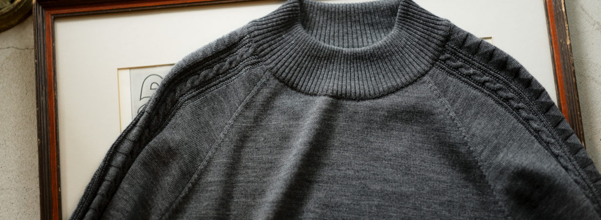 RIVORA SIDE CABLE Mock Neck Pull-Over "GRAY・020" 2021AW RIVORA (リヴォラ) SIDE CABLE Mock Neck Pull-Over (サイドケーブル モックネック プルオーバー) SUPER120s Wool サイドケーブル ウール モックネック セーター MADE IN JAPAN (日本製) GRAY (グレー・020) 愛知 名古屋 altoediritto アルトエデリット