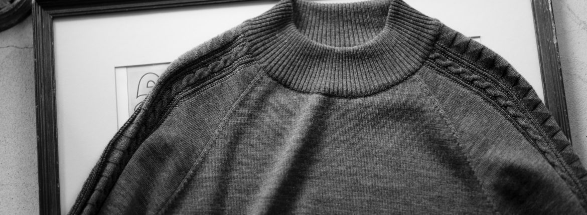 RIVORA SIDE CABLE Mock Neck Pull-Over "GRAY・020" 2021AW RIVORA (リヴォラ) SIDE CABLE Mock Neck Pull-Over (サイドケーブル モックネック プルオーバー) SUPER120s Wool サイドケーブル ウール モックネック セーター MADE IN JAPAN (日本製) GRAY (グレー・020) 愛知 名古屋 altoediritto アルトエデリット