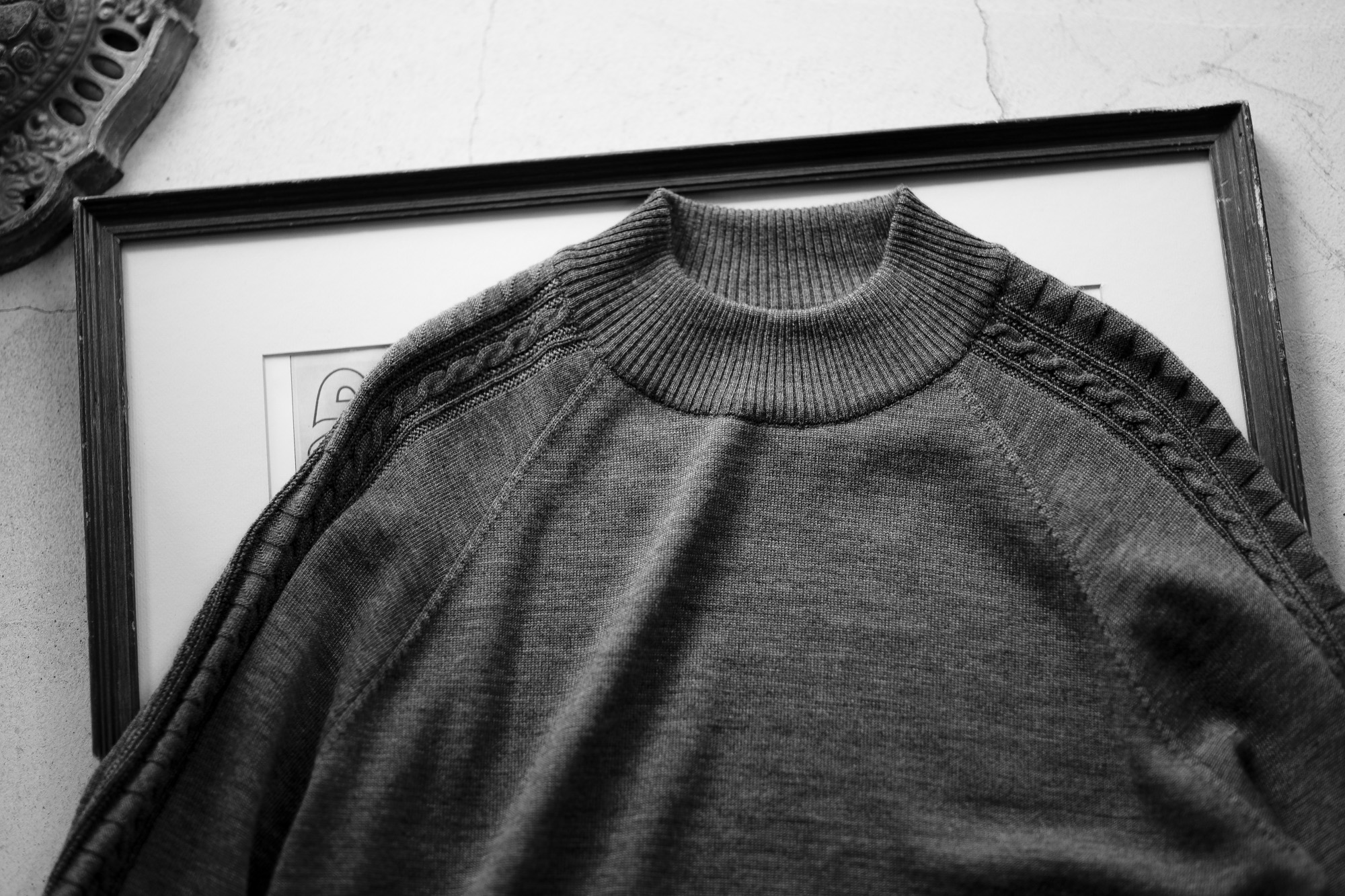 RIVORA SIDE CABLE Mock Neck Pull-Over "GRAY・020" 2021AW RIVORA (リヴォラ) SIDE CABLE Mock Neck Pull-Over (サイドケーブル モックネック プルオーバー) SUPER120s Wool サイドケーブル ウール モックネック セーター MADE IN JAPAN (日本製)  GRAY (グレー・020) 愛知 名古屋 altoediritto アルトエデリット