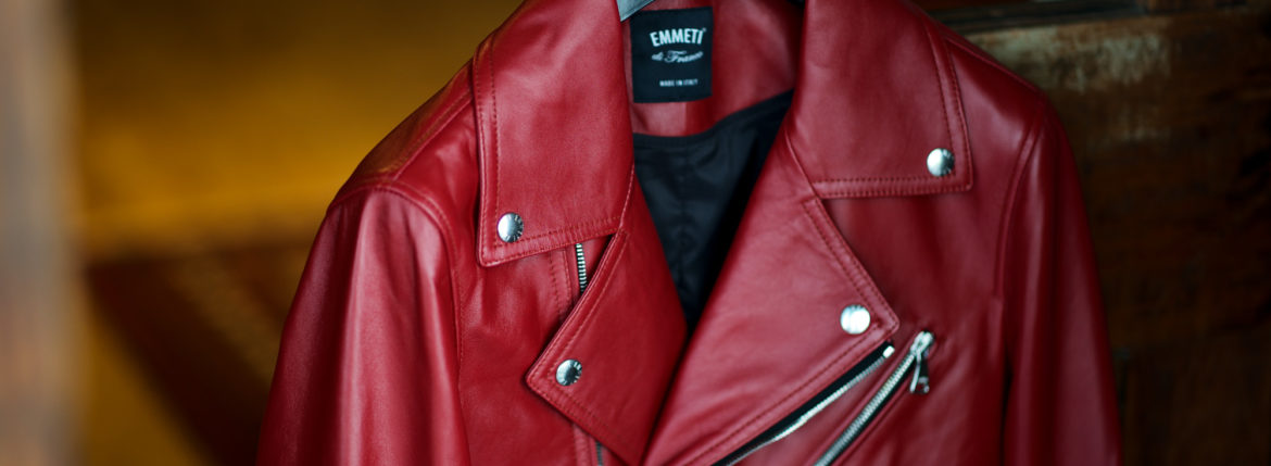 EMMETI (エンメティ) TORINO (トリノ) Lambskin (ラムレザー) ダブルライダース ROSSO (レッド) Made in italy (イタリア製) 2021秋冬 【Special Model】愛知　名古屋 Alto e Diritto altoediritto アルトエデリット