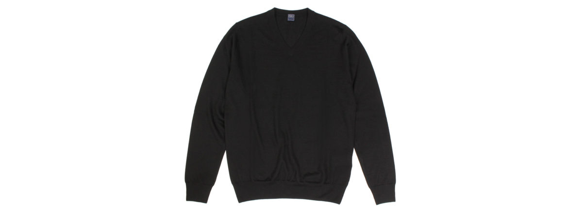 FEDELI (フェデリ) Silk Cashmere V Neck Sweater シルクカシミア Vネック セーター BLACK (ブラック・9) made in italy (イタリア製) 2021 秋冬新作 【入荷しました】【フリー分発売開始】Alto e Diritto altoediritto アルトエデリット 愛知 名古屋 シルカシ Vネックニット