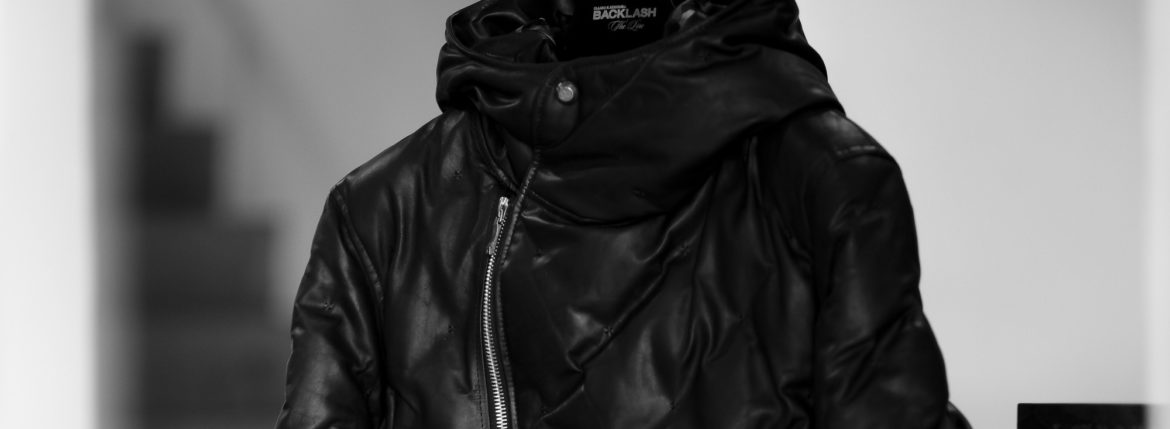 ISAMU KATAYAMA BACKLASH The Line (イサムカタヤマ バックラッシュ ザ・ライン) GUIDI CALF DOWN JACKET T-232 (グイディ カーフ ダウンジャケット) 925 STERLING SILVER (925 スターリングシルバー) レザー ダウン ジャケット BLACK (ブラック) MADE IN JAPAN (日本製) 2021 秋冬新作 愛知 名古屋 Alto e Diritto altoediritto アルトエデリット 片山勇 レザーダウン