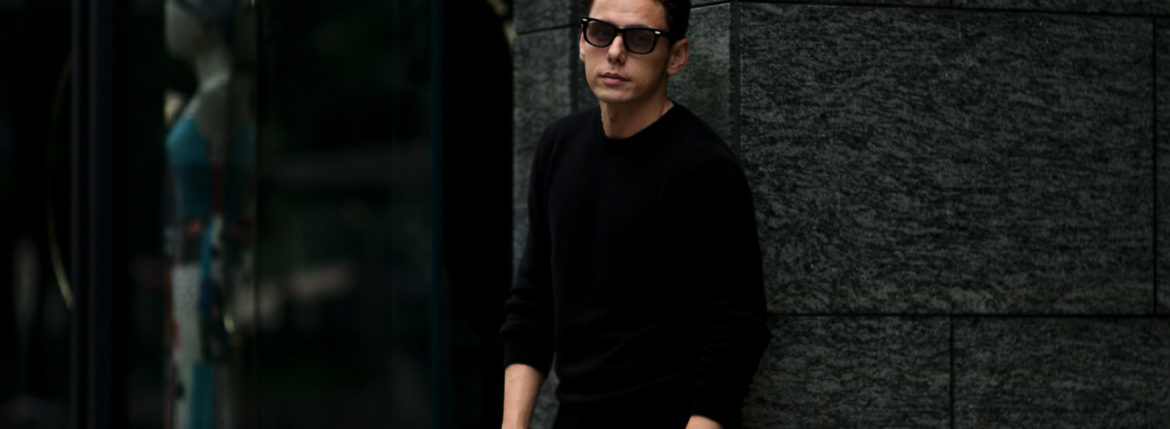 MONARO "Loropiana Baby Cashmere 100%" Crew Neck Sweater BLACK 2021AW MONARO (モナーロ) Baby Cashmere Crew Neck Sweater (ベビーカシミヤ クルーネック セーター) Loropiana (ロロピアーナ) Baby Cashmere 100% 7ゲージ ベビーカシミヤ ニット セーター BLACK (ブラック) MADE IN ITALY 愛知 名古屋 Alto e Diritto altoediritto アルトエデリット スペシャルモデル ミドルゲージ