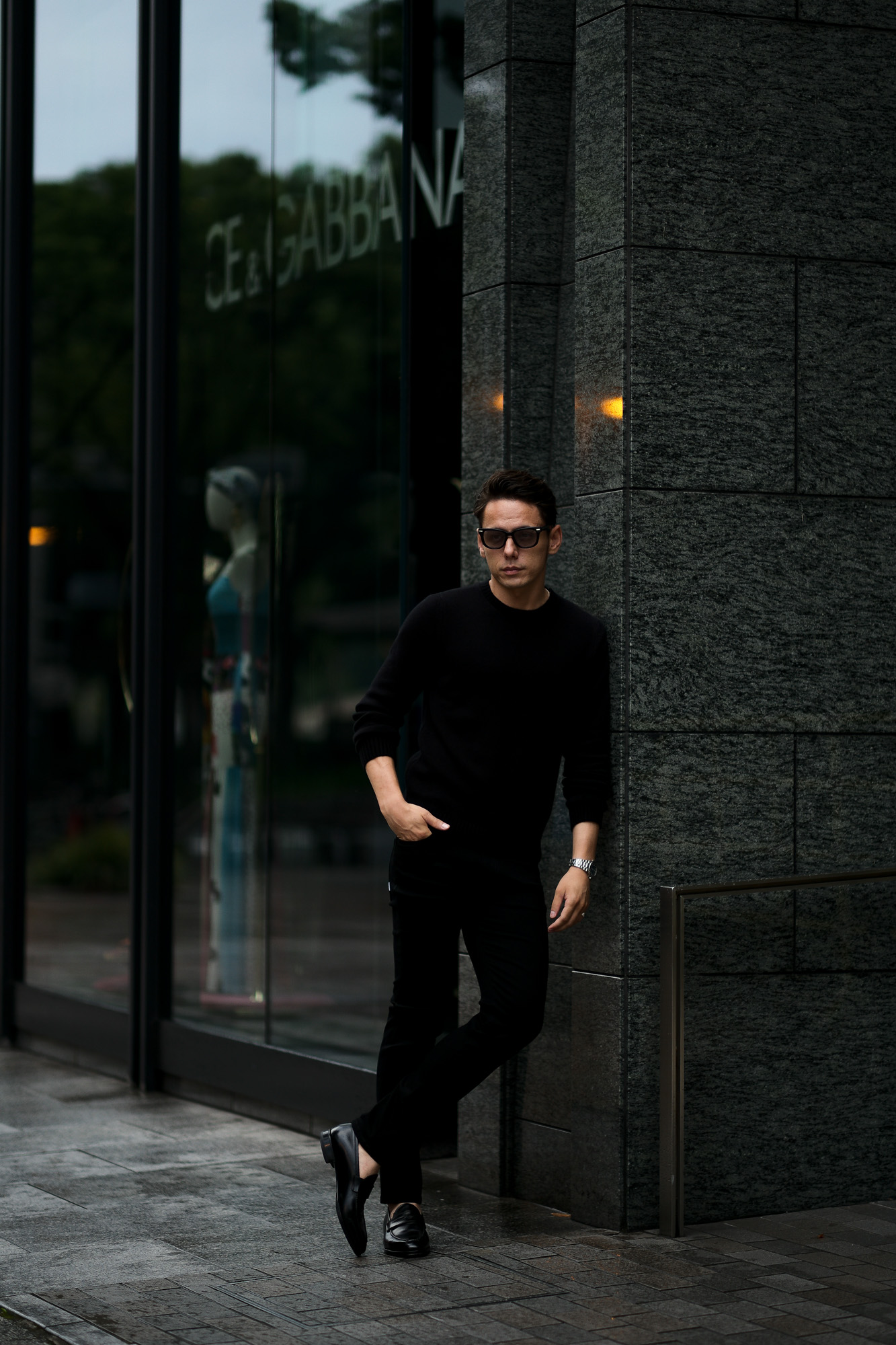 MONARO "Loropiana Baby Cashmere 100%" Crew Neck Sweater BLACK 2021AW MONARO (モナーロ) Baby Cashmere Crew Neck Sweater (ベビーカシミヤ クルーネック セーター) Loropiana (ロロピアーナ) Baby Cashmere 100% 7ゲージ ベビーカシミヤ ニット セーター BLACK (ブラック) MADE IN ITALY  愛知 名古屋 Alto e Diritto altoediritto アルトエデリット スペシャルモデル ミドルゲージ