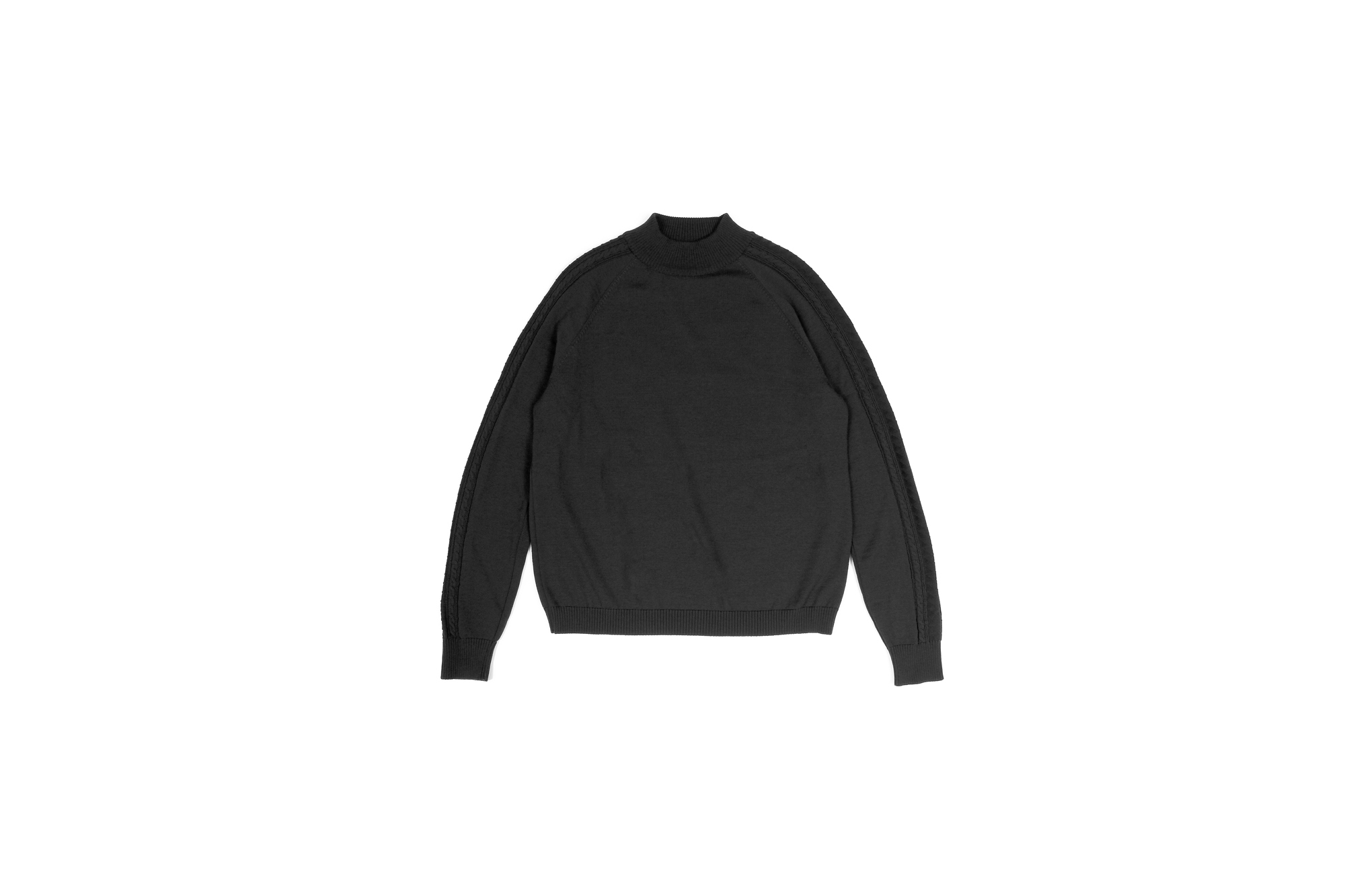 RIVORA (リヴォラ) SIDE CABLE Mock Neck Pull-Over (サイドケーブル モックネック プルオーバー) SUPER120s Wool サイドケーブル ウール モックネック セーター BLACK (ブラック・010) MADE IN JAPAN (日本製) 2021 秋冬 【Alto e Diritto 別注】【Special Model】Alto e Diritto altoediritto アルトエデリット