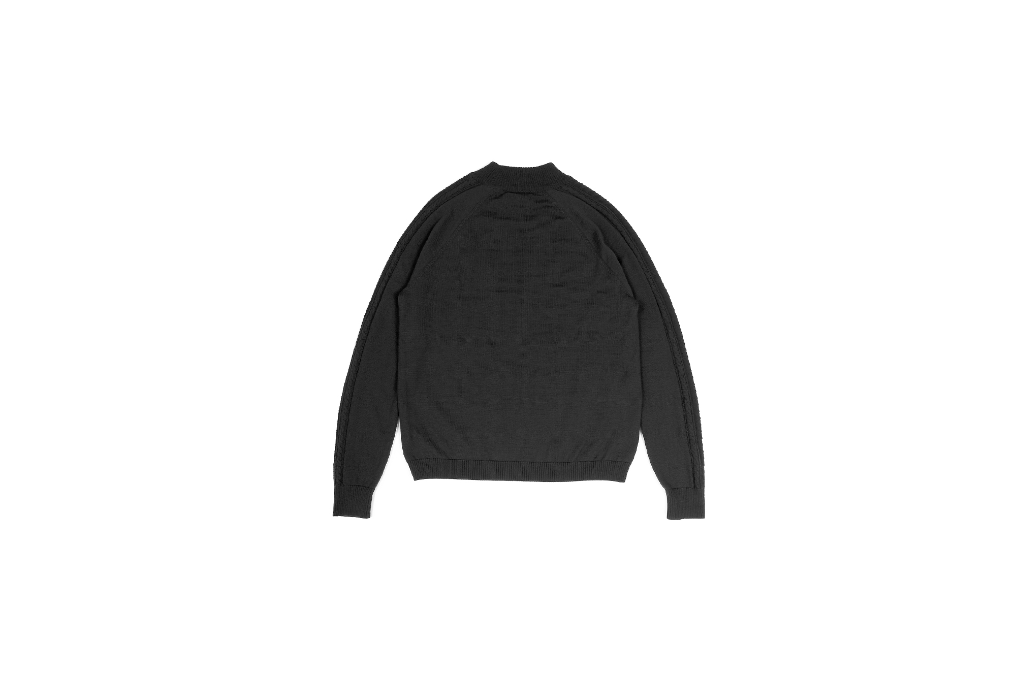 RIVORA (リヴォラ) SIDE CABLE Mock Neck Pull-Over (サイドケーブル モックネック プルオーバー) SUPER120s Wool サイドケーブル ウール モックネック セーター BLACK (ブラック・010) MADE IN JAPAN (日本製) 2021 秋冬 【Alto e Diritto 別注】【Special Model】Alto e Diritto altoediritto アルトエデリット