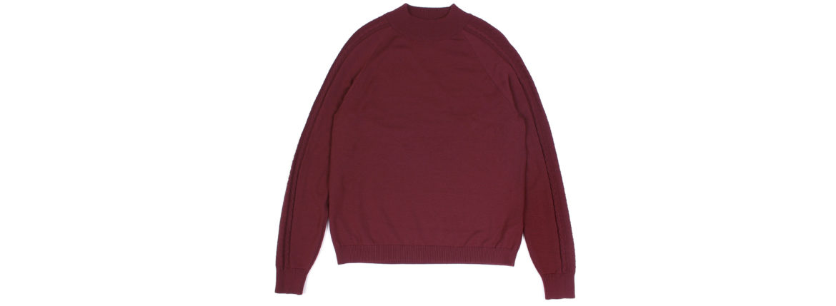 RIVORA (リヴォラ) SIDE CABLE Mock Neck Pull-Over (サイドケーブル モックネック プルオーバー) SUPER120s Wool サイドケーブル ウール モックネック セーター BORDEAUX (ボルドー・150) MADE IN JAPAN (日本製) 2021 秋冬 【Alto e Diritto 別注】【Special Model】Alto e Diritto altoediritto アルトエデリット